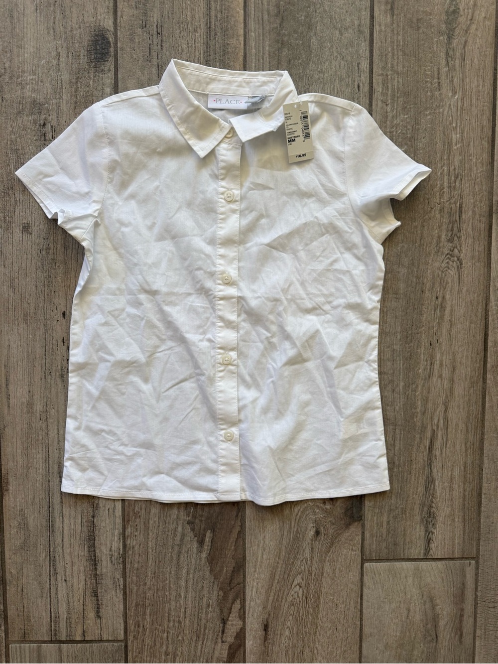 Children’s Place Girls White Button-Up Collared Shirt